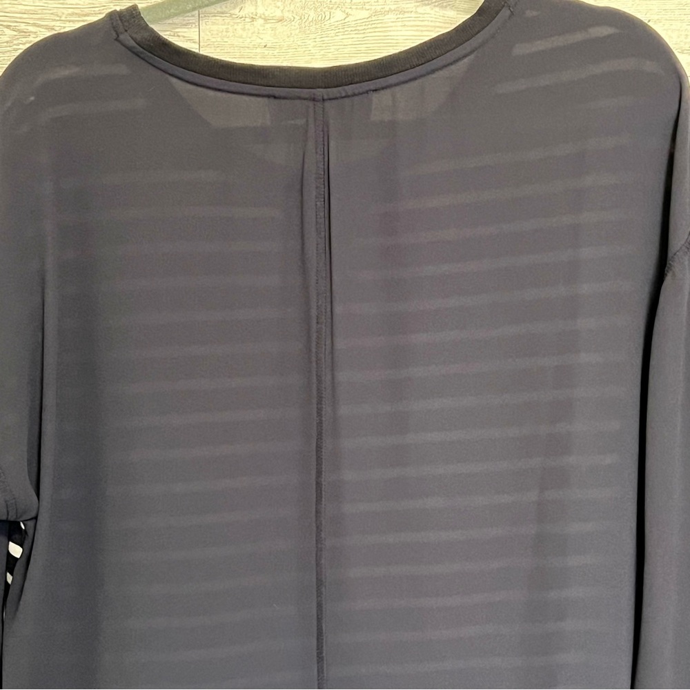 BlueWhite LOFT Women Cotton Polyester Blouse High Low Hem 3/4 Sleeve Striped‎ M - Picture 7 of 12